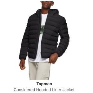 Top man Men’s Puffer Coat Size S Black